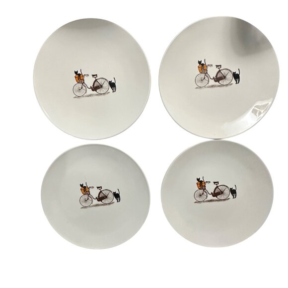 4 Rae Dunn Artisan Collection by Magenta Cats and Bicycle 6.25” dessert plates - Picture 1 of 5